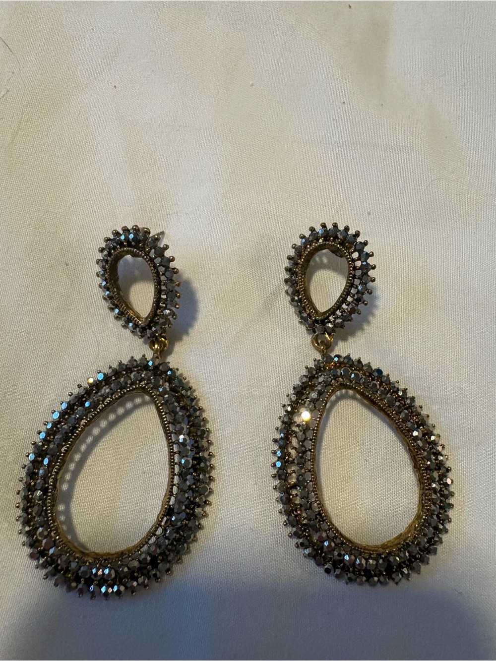 Gold-Tone Teardrop Crystal Drop Earrings - Sparkling Rhinestone Statement